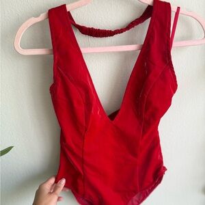 Windsor Vibrant Red Plunge V-Neck Bodysuit